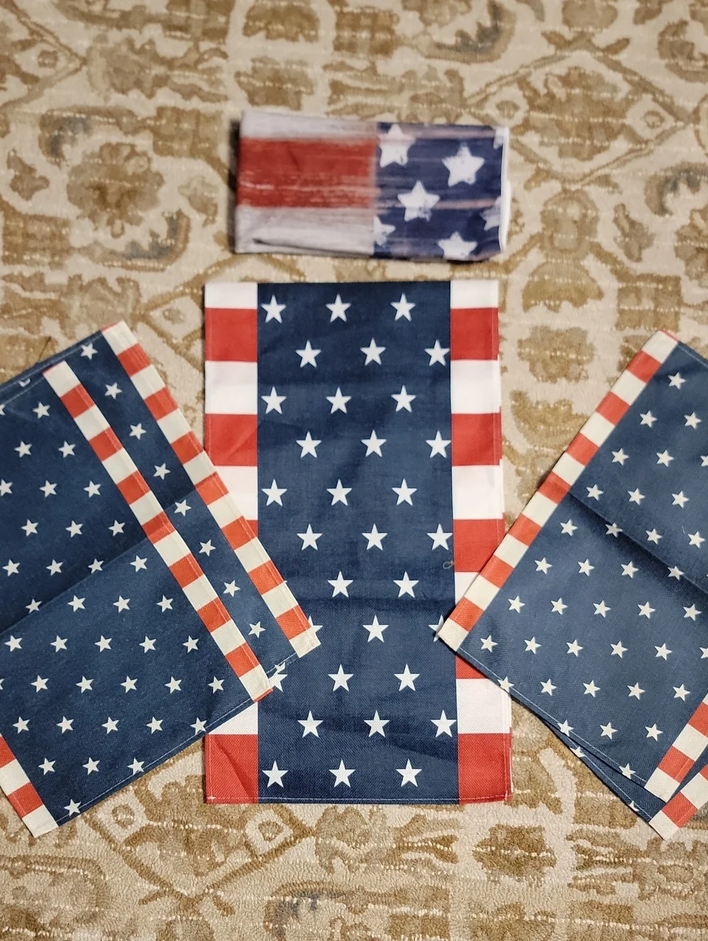 STEAL$$$ Patriotic Star Print Garden Flags - Red, White & Blue SET OF 6